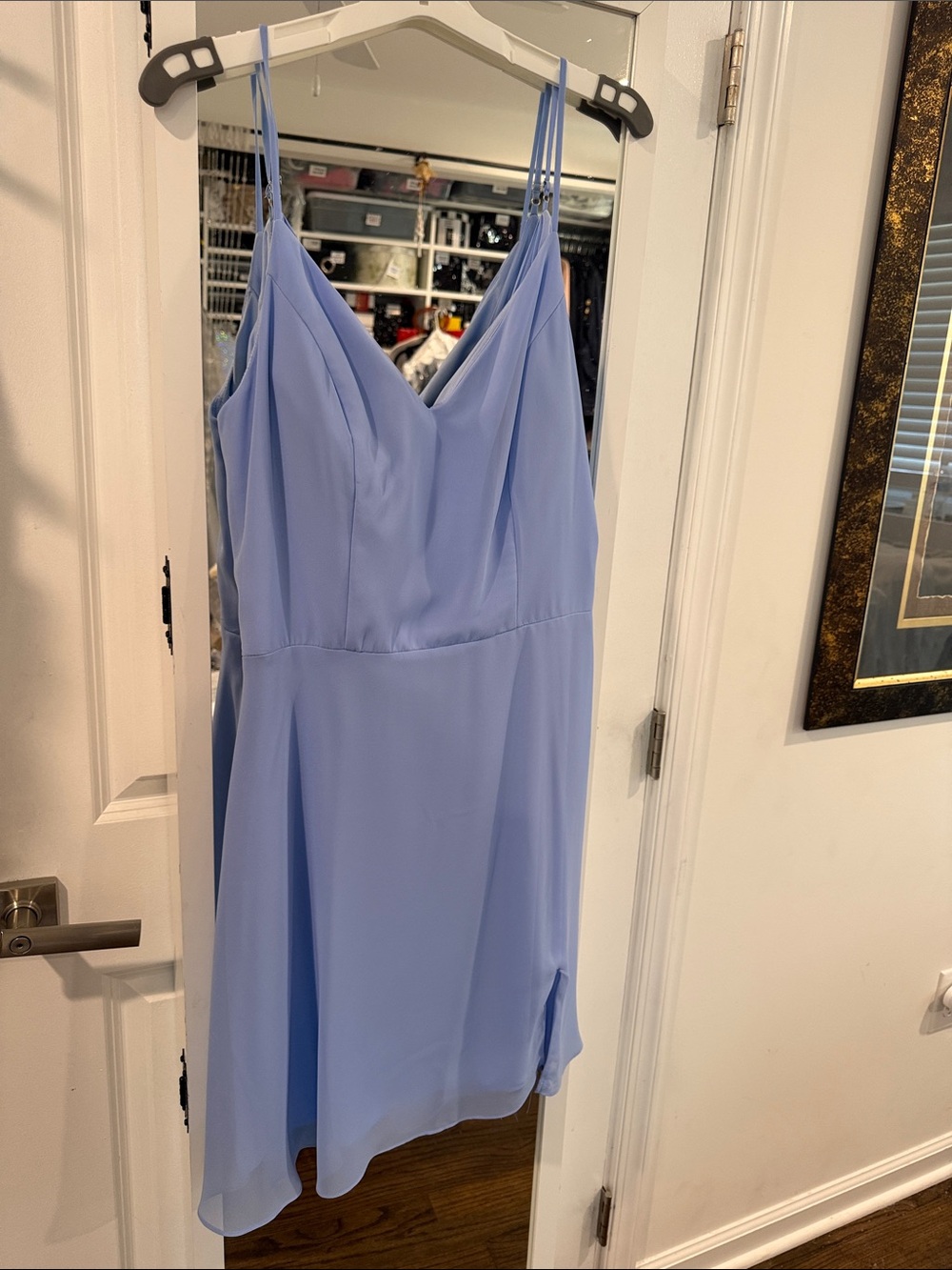 Kennedy Blue Light Blue Spaghetti-Strap Mini Dress with V-Neck
